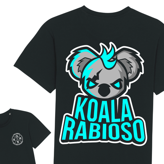 Schwarzes Crew Koala Rabisoso Kurzarm-T-Shirt