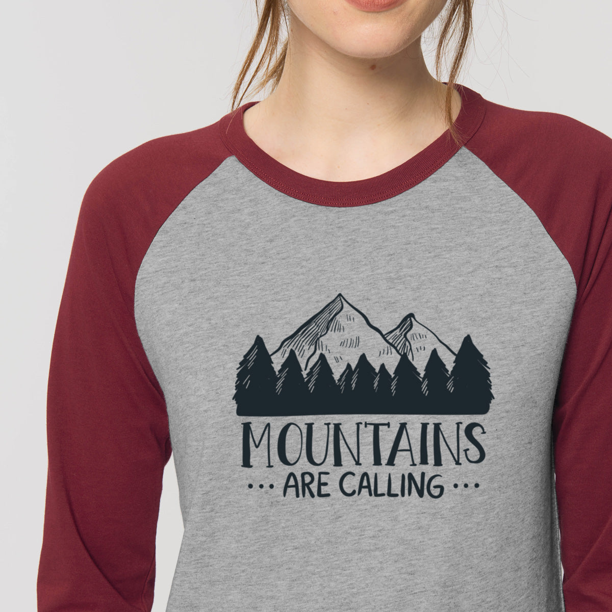 Camiseta baseball "Mountains are calling"