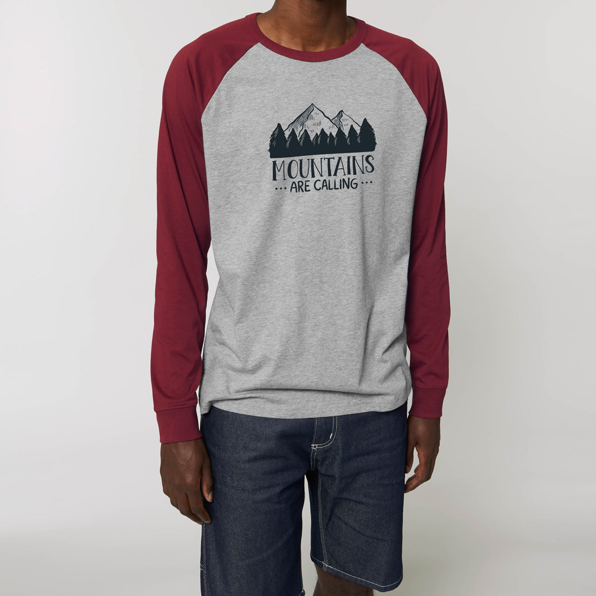 Camiseta baseball "Mountains are calling"