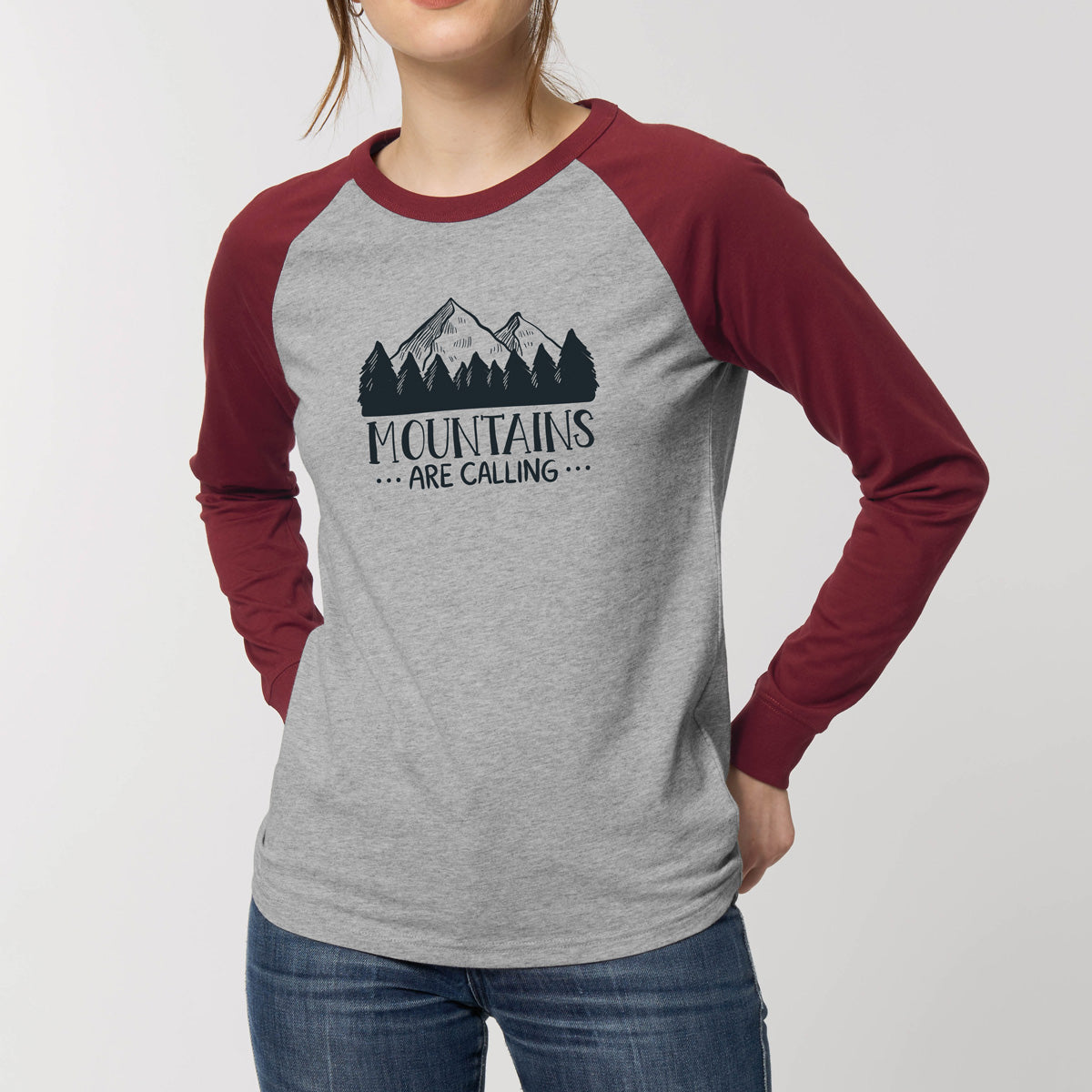 Camiseta baseball "Mountains are calling"