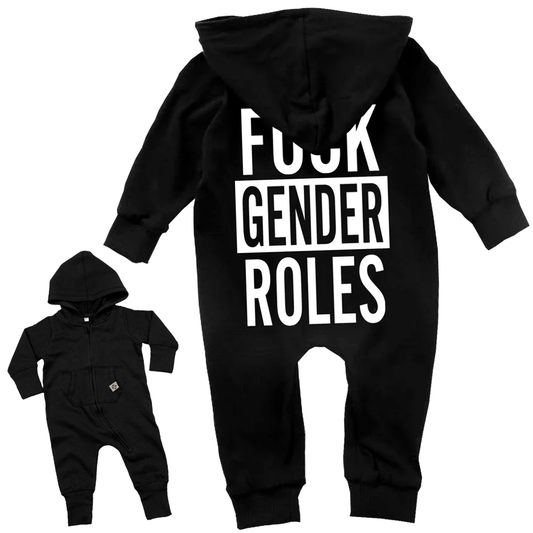 "Fxck gender roles" baby hooded romper